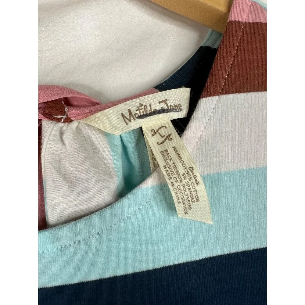 Matilda Jane Striped Tank Bow Back Detail Shirt sz Lg‎ Multicolor_2